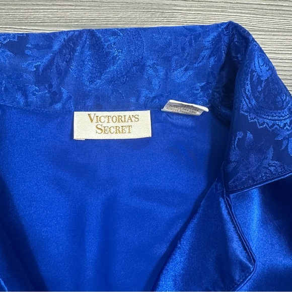 Vintage Victoria’s Secret Blue Satin Sleep Shirt Dress‎ S Gold Label - Picture 2 of 7
